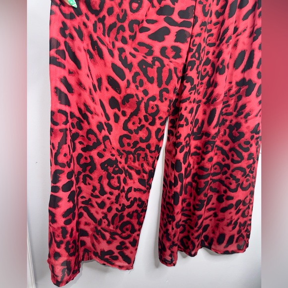 Love and Lemonade Red Leopard Wide-Leg Pant Boho Hippie | Size Large - Picture 4 of 9